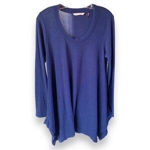 Soft Surroundings Tunic Top Flared Hanker-chief Hem Navy Medium